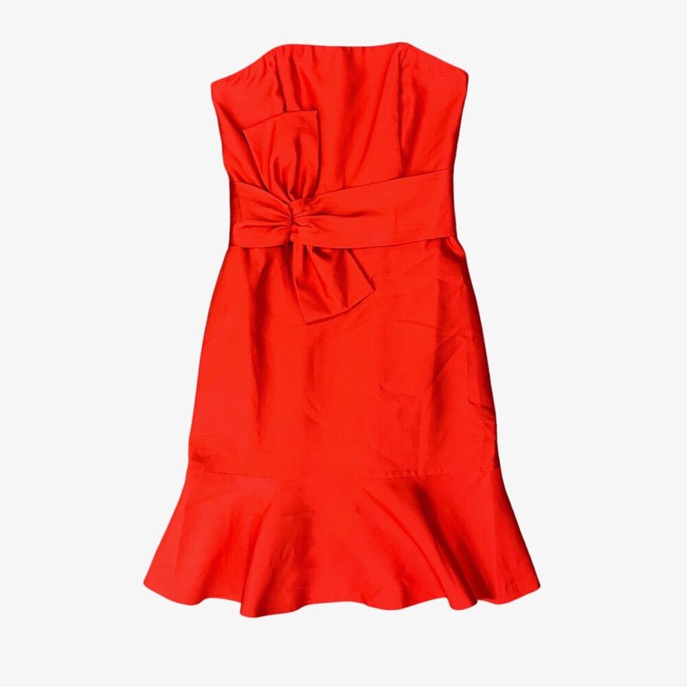 Kate Spade Dress Women 00 Poppy Justina Strapless Bow Satin Lined Back Zip *READ